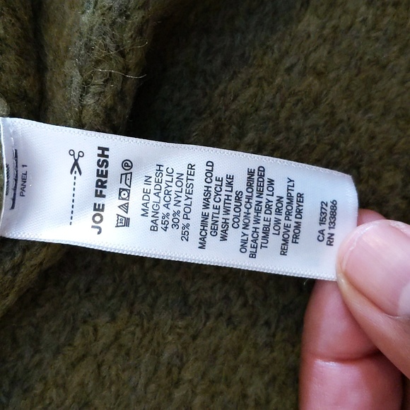 Joe Fresh| NWT Olive Green Knit Patterned Crew Neck Sweater - Picture 8 of 11
